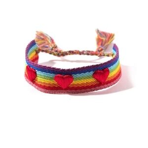 Adjustable heart embroidery tassel braided kid’s bracelet, boys/girls,3-14 years